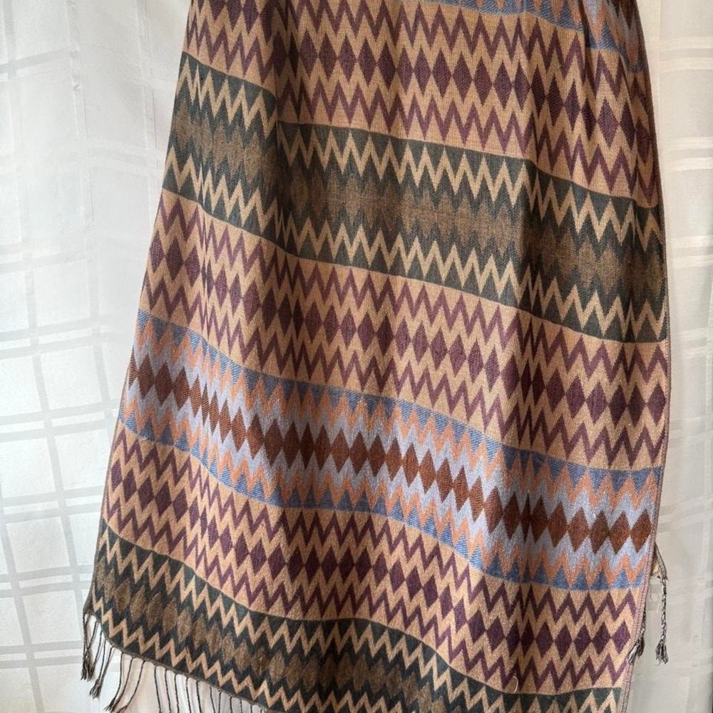 Vintage Charlotte Russe Boho Chevron Geometric Scarf With Fringe Detailing